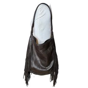Margot Brown Leather Fringe Boho Purse.